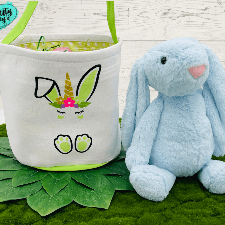 Green Unicorn Bunny Easter Basket-Personalized-Embroidered