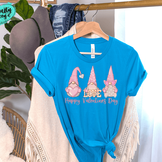 Happy Valentine's Day Pastel Pink Gnomes Tee
