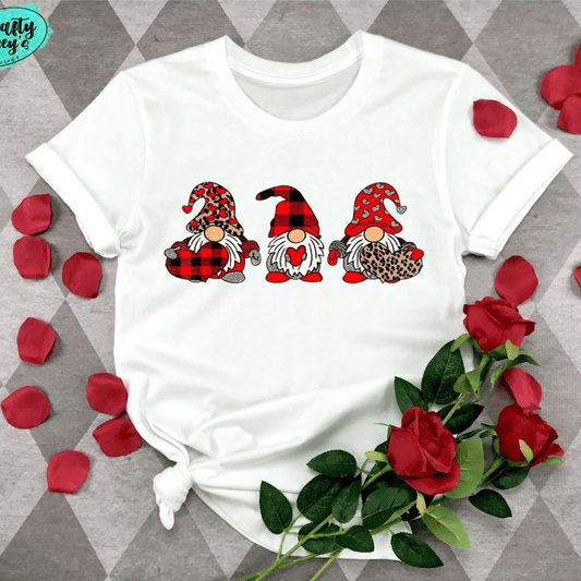 Heart Love Plaid Cheetah Gnomes Valentines Tee