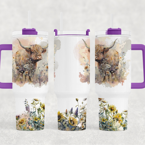 Highland Sunflower Cow 40 Oz. Tumbler