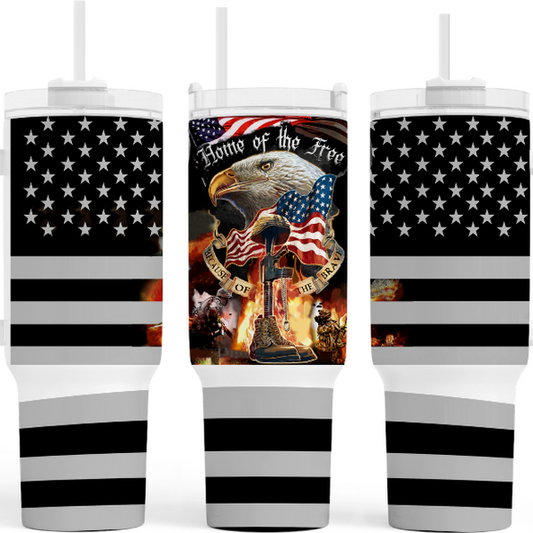 Home Of The Brave Eagle 40 oz Tumbler