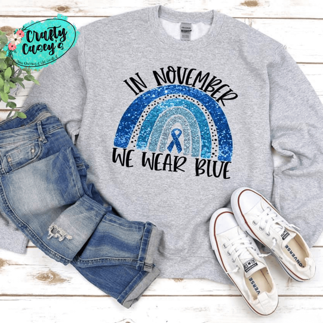 In November We Wear Blue For Diabetes Awareness-T-shirt Crafty Casey's