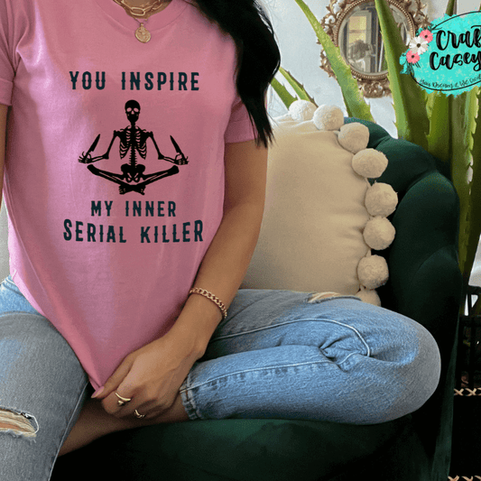 Inner Serial Killer Skeleton Shirt adult funny graphic shirt design by Crafty Casey's