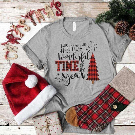 It's The Most Wonderful Time Of The Year Buffalo Plaid Tree- Christmas Tee