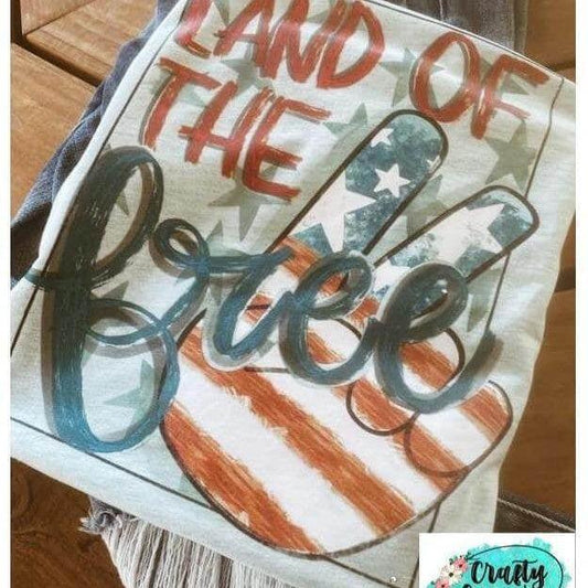 Land Of Free Peace Sign Vintage Patriotic Tee