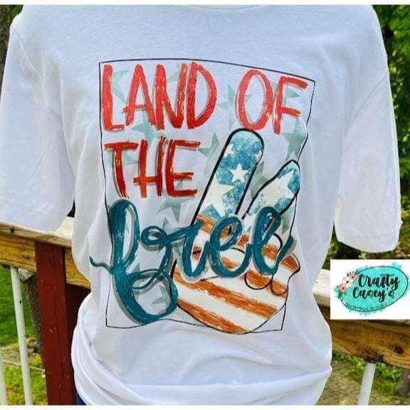 Land Of Free Peace Sign Vintage Patriotic Tee