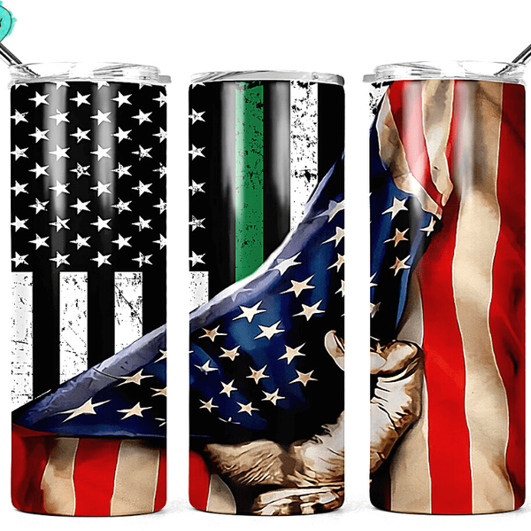 Law Enforcement Green Line U.S. Flag Tumbler
