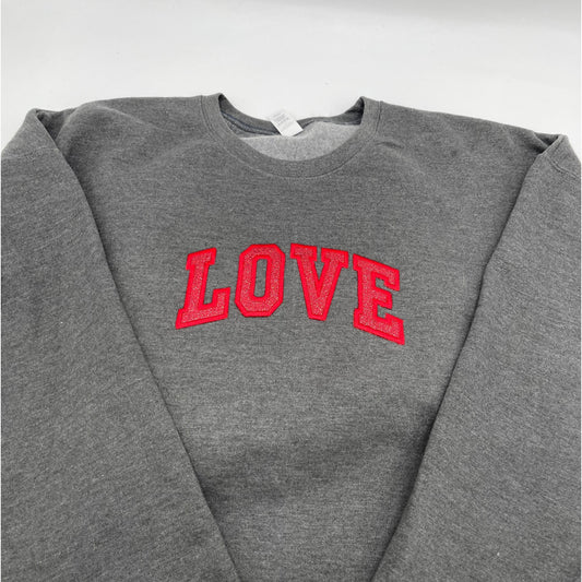 Love Embroidered Applique Glitter Crewneck Sweatshirt/Hoodie
