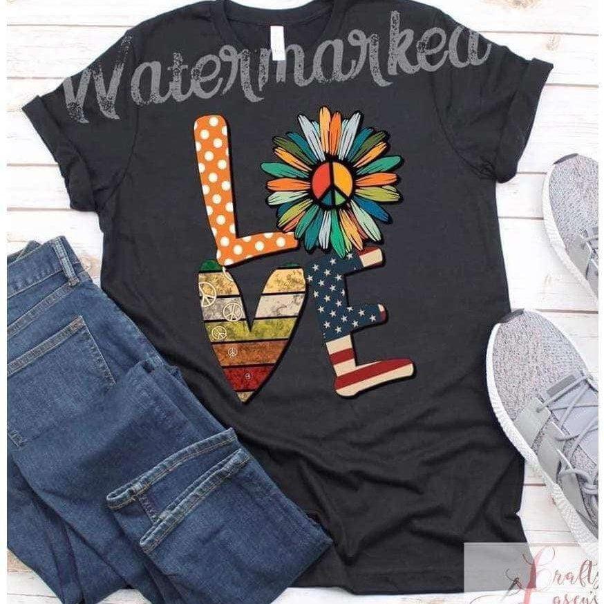 Love Retro-BoHo- Sunflower Patriotic Tee