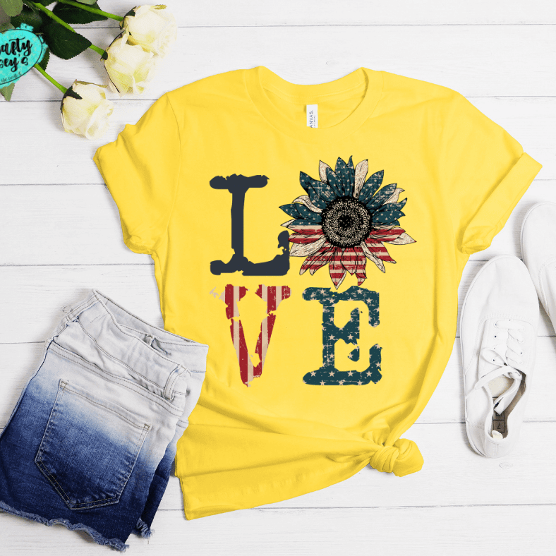 Love Retro- Sunflower Patriotic Tee