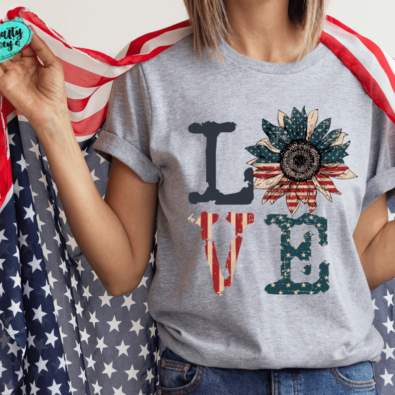 Love Retro- Sunflower Patriotic Tee