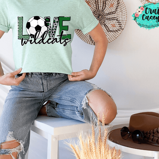 Love The Wildcats Soccer Green Unisex Tee