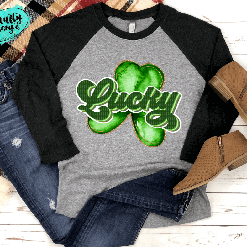 Lucky Golden Clover Retro St. Pats. Raglan