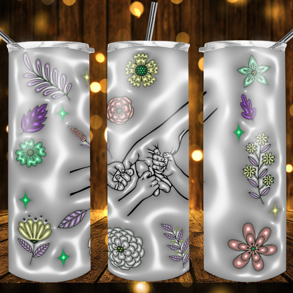 Mama, Grandma & Child's Hand -Personalized Drink Tumbler