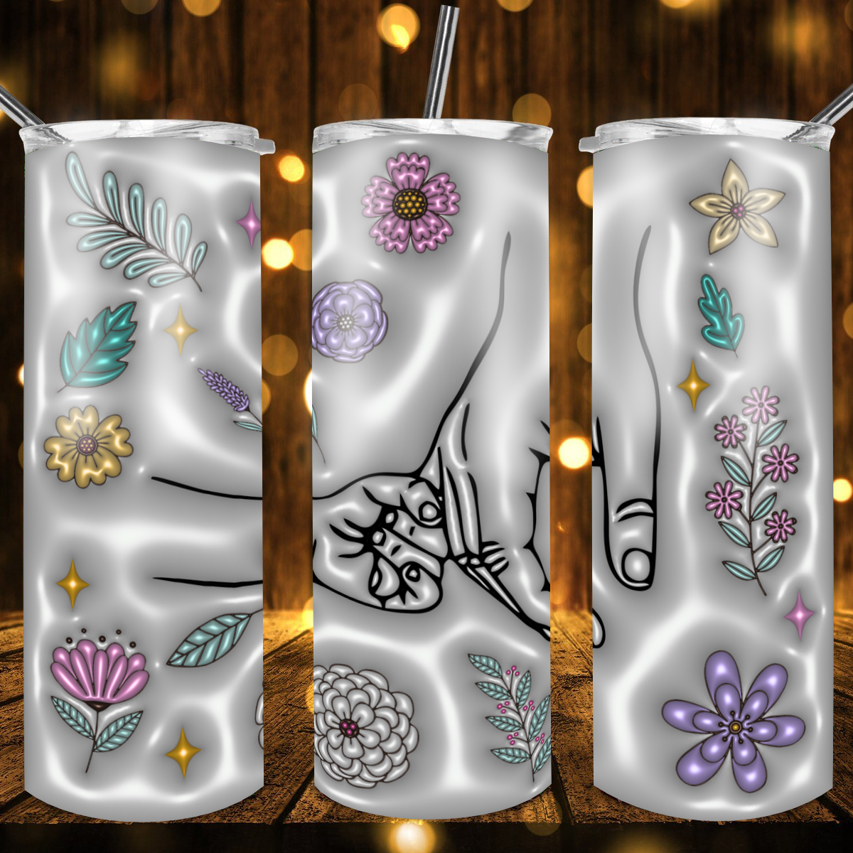 Mama, Grandma & Child's Hand -Personalized Drink Tumbler