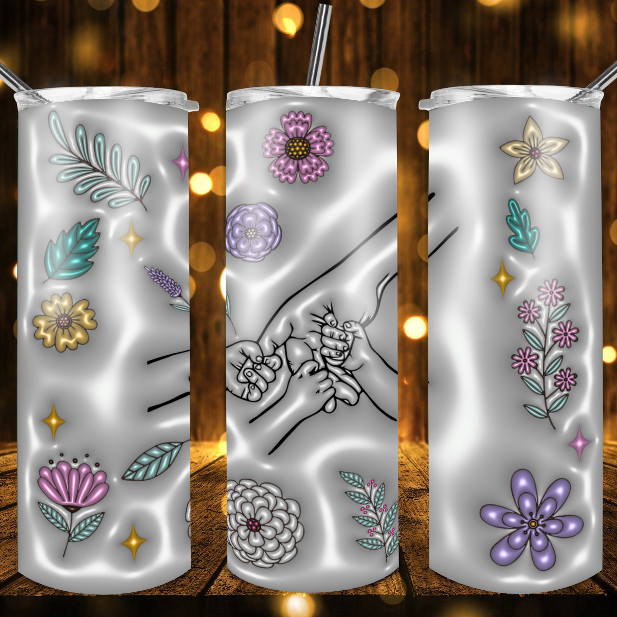 Mama, Grandma & Child's Hand -Personalized Drink Tumbler