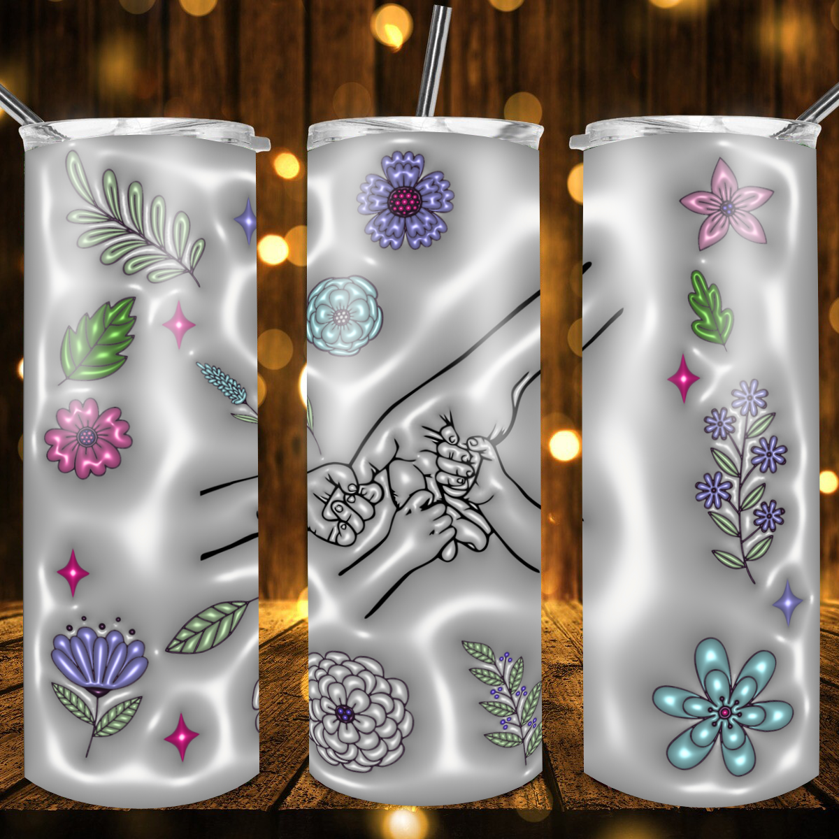 Mama, Grandma & Child's Hand -Personalized Drink Tumbler