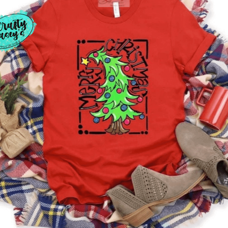 Merry Christmas Tree Lights- T-shirt Crafty Casey's