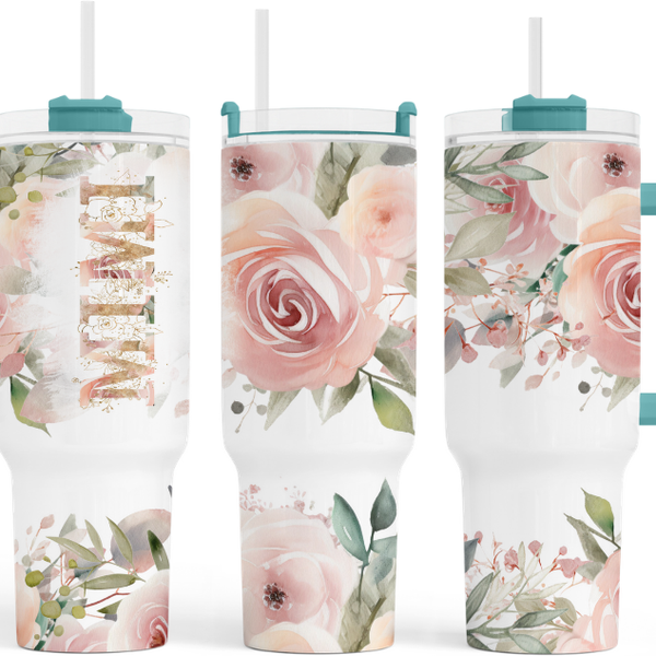 MiMi Pink Roses 40 oz. Tumbler