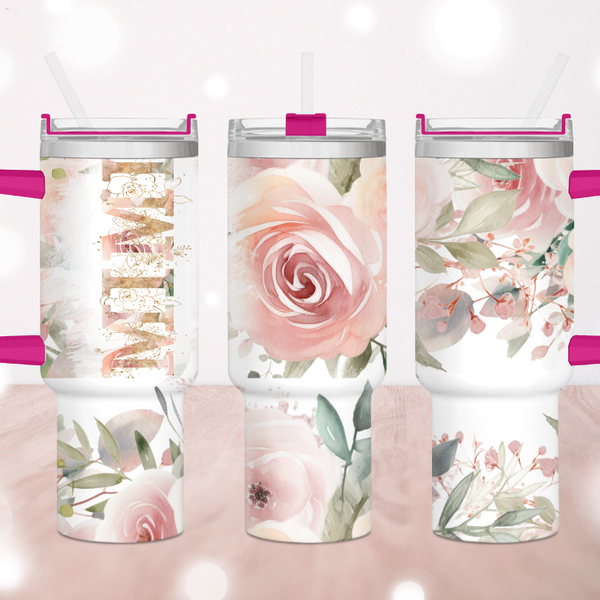 MiMi Pink Roses 40 oz. Tumbler