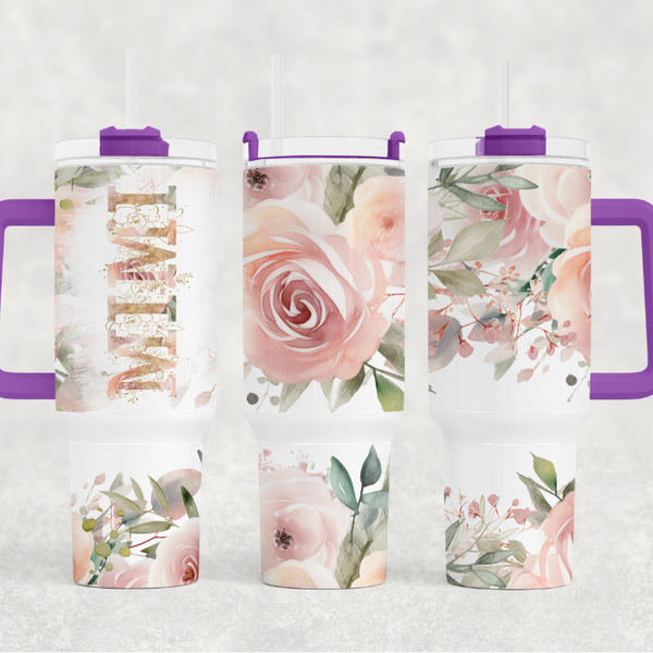 MiMi Pink Roses 40 oz. Tumbler
