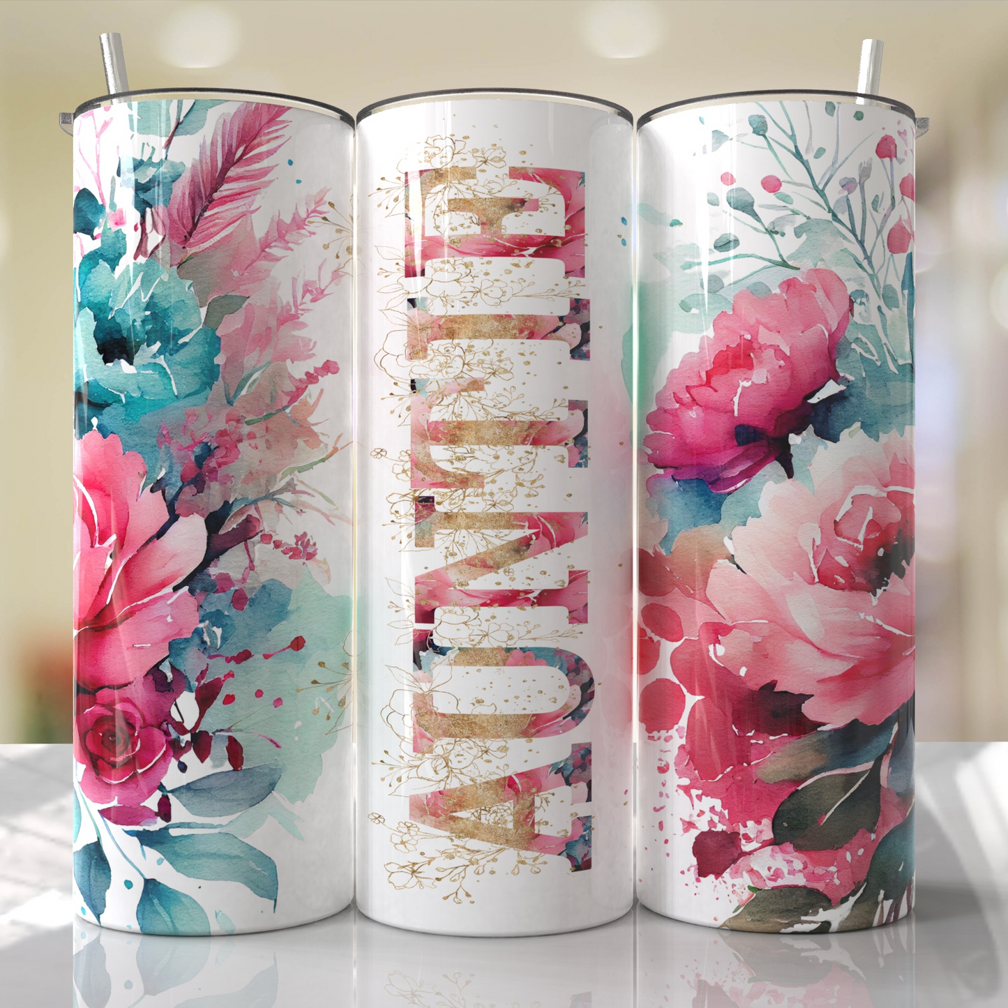 Mom, Grandma, Nanna, Pink Roses Customize With Your Favorite Mama Tumbler