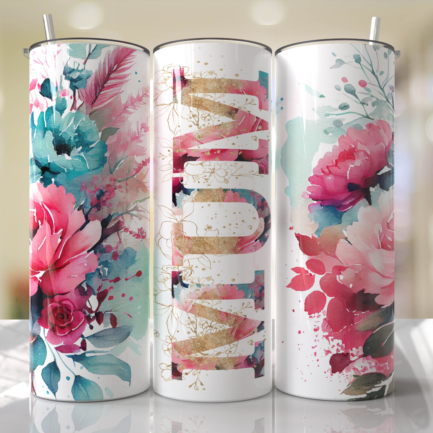 Mom, Grandma, Nanna, Pink Roses Customize With Your Favorite Mama Tumbler