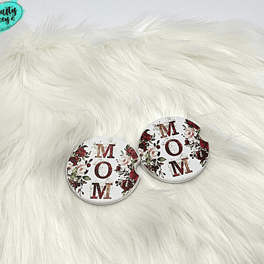 Mom Roses Sandstone Car Coaster