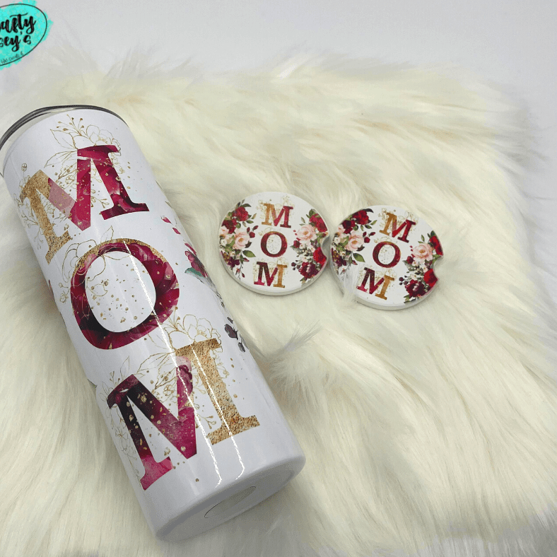 Mom Roses Sandstone Car Coaster