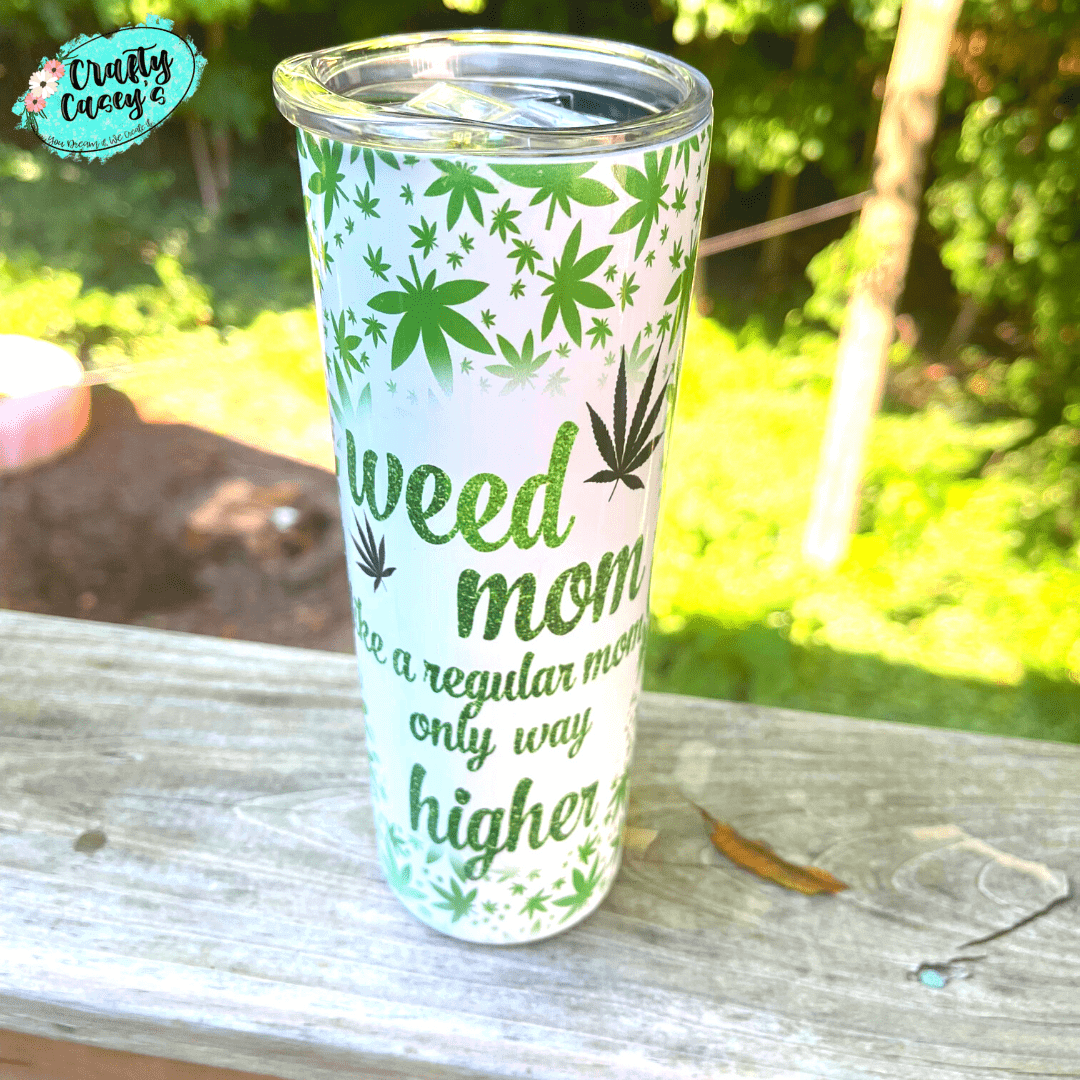 Crafty Casey's Mom Tumblers Mom Skull Weed Mom Only Higher Funny - Double Insulated Stainless Steel Tumbler