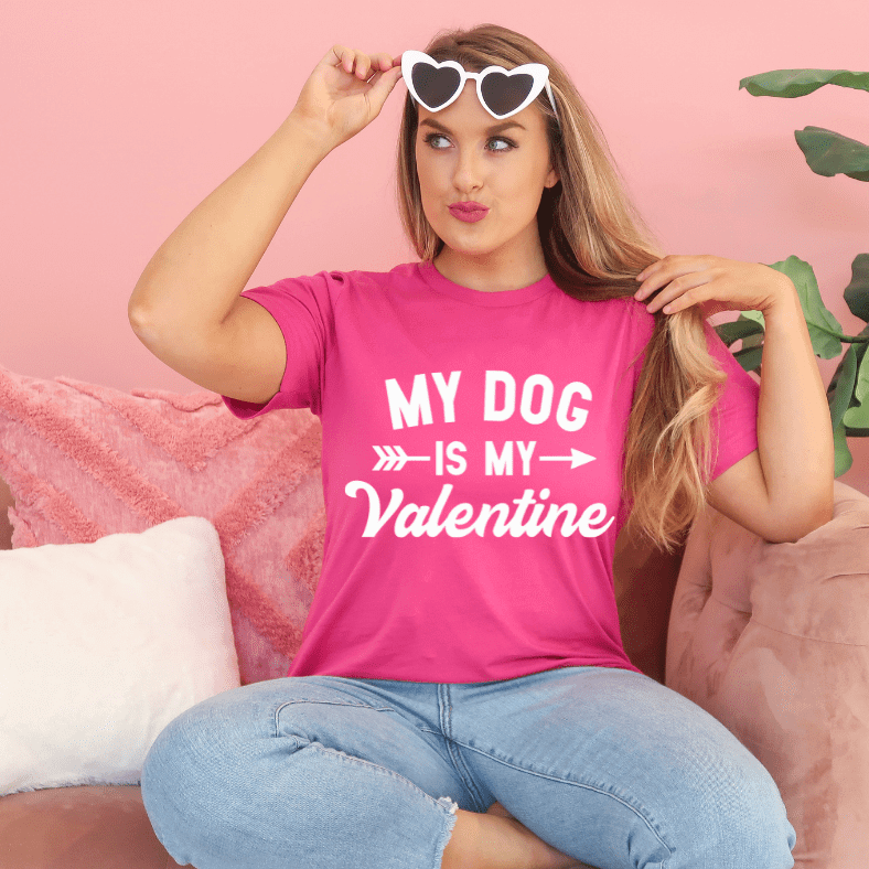 My Dog Is My Valentine -Funny -Women's Unisex- t-shirt