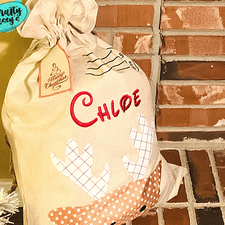 Crafty Casey's Christmas Santa Sacks North Pole Express Reindeer Mail Burlap Santa-Sack-Personalized-Embroidered