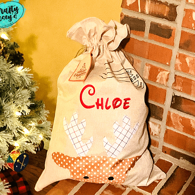 Crafty Casey's Christmas Santa Sacks 19x27 in. / Black / Adline North Pole Express Reindeer Mail Burlap Santa-Sack-Personalized-Embroidered
