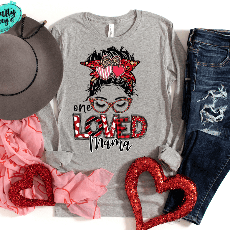 One Loved Mama Messy Bun Valentine Long Sleeved