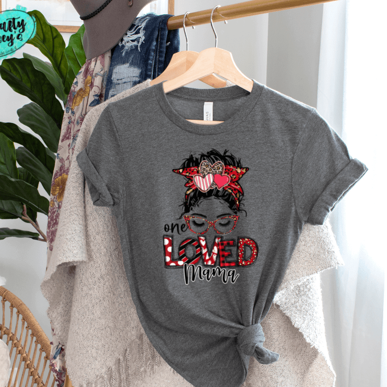 One Loved Mama Messy Bunn Valentines - Women's Unisex- t-shirt