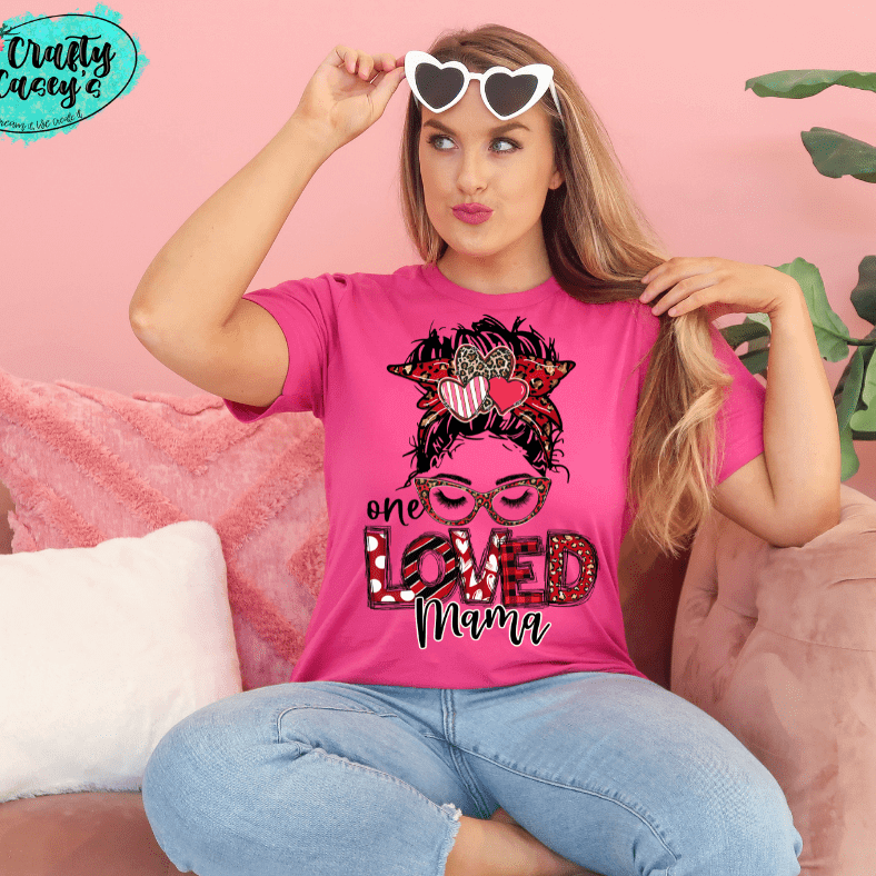 One Loved Mama Messy Bunn Valentines - Women's Unisex- t-shirt