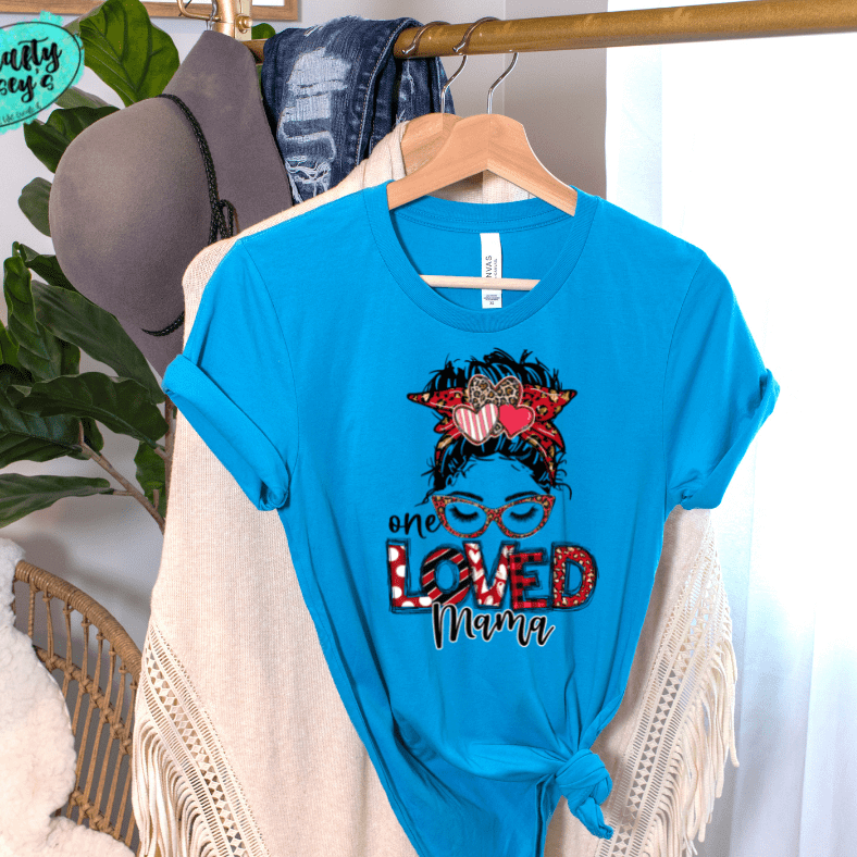 One Loved Mama Messy Bunn Valentines - Women's Unisex- t-shirt