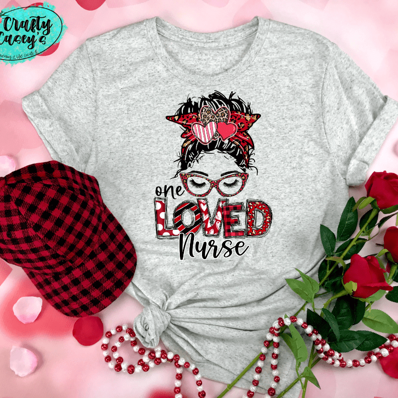 One Loved Nurse Messy Bunn Valentines - Women's Unisex- t-shirt