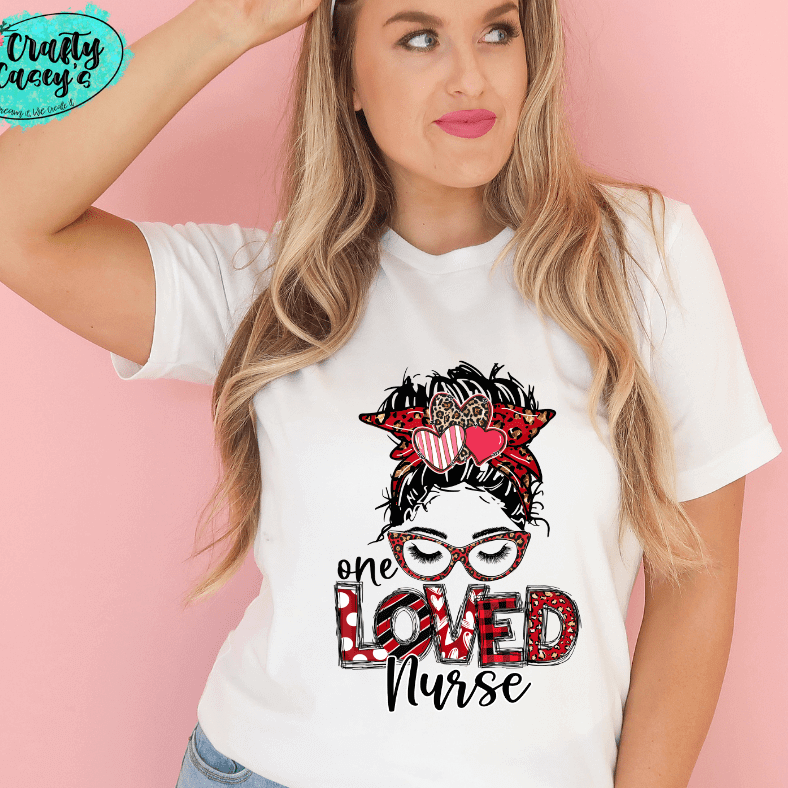 One Loved Nurse Messy Bunn Valentines - Women's Unisex- t-shirt