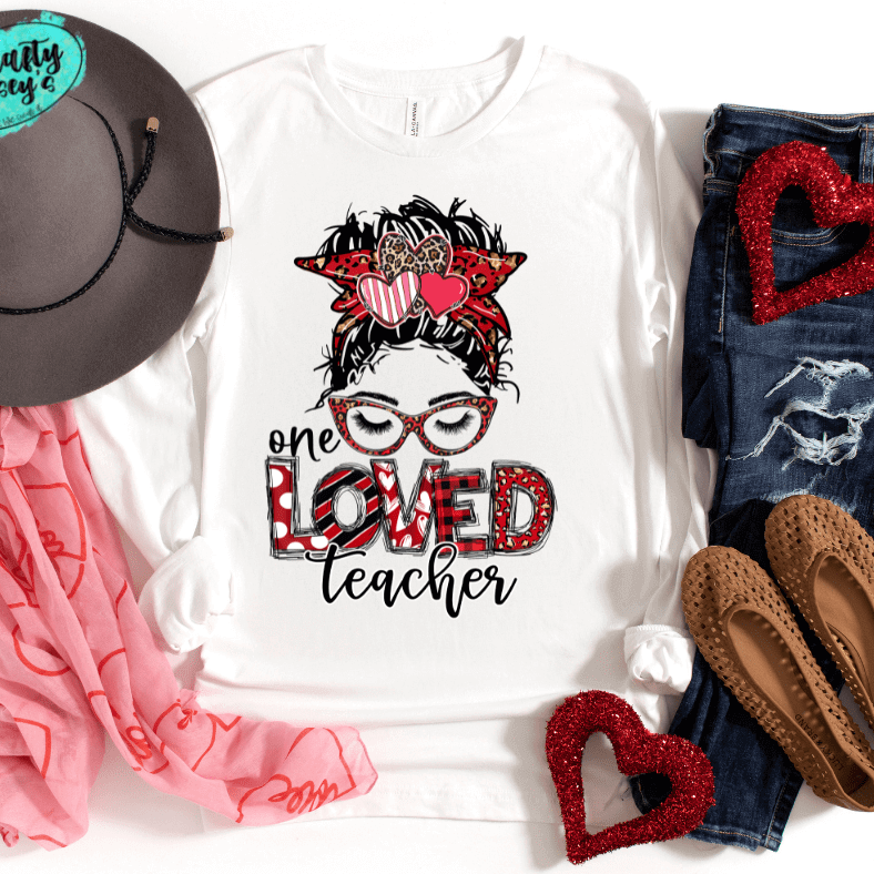 One Loved Teacher Messy Bunn Long Sleeve