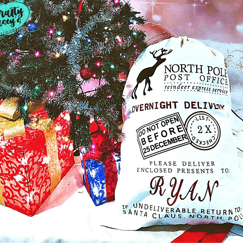 Crafty Casey's Christmas Santa Sacks 19x27 in. / Black / Adline XL- Overnight Delivery Do Not Open Before December 25th - Santa-Sack-Personalized-Embroidered
