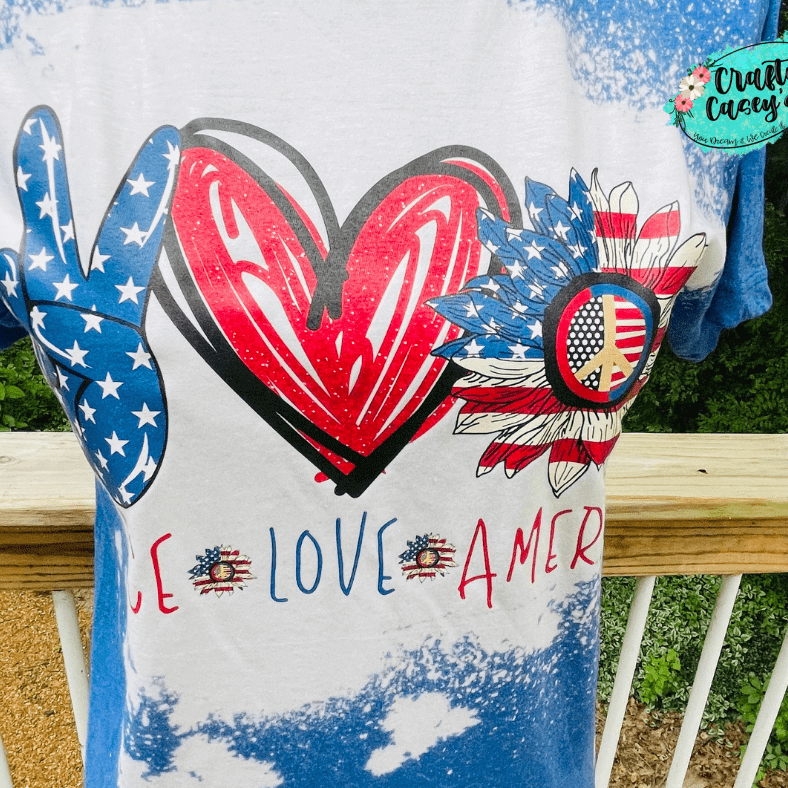 Peace Love America Sunflower Patriotic Tee