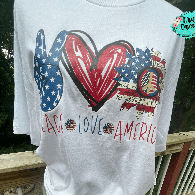 Peace Love America Sunflower Patriotic Tee