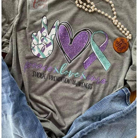 Peace Love & Cure Suicide Prevention Awareness- Unisex T-shirt