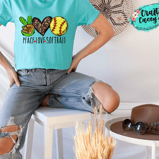 Peace Love Softball Leopard - Sports-Unisex T-shirts