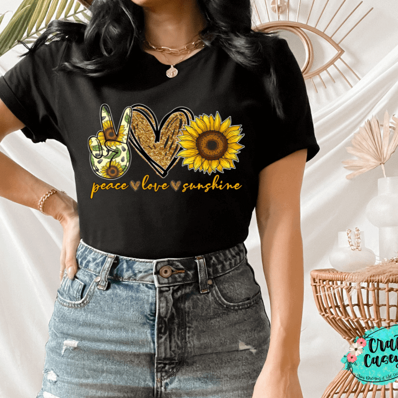 Peace Love Sunflower Retro Tee Crafty Casey's