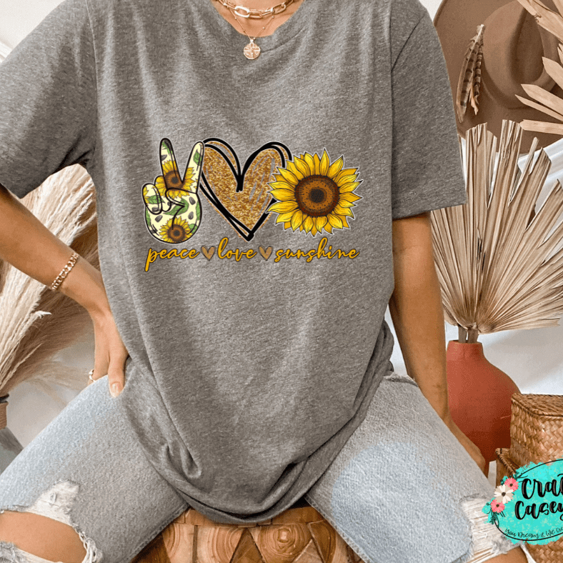 Peace Love Sunflower Retro Tee Crafty Casey's