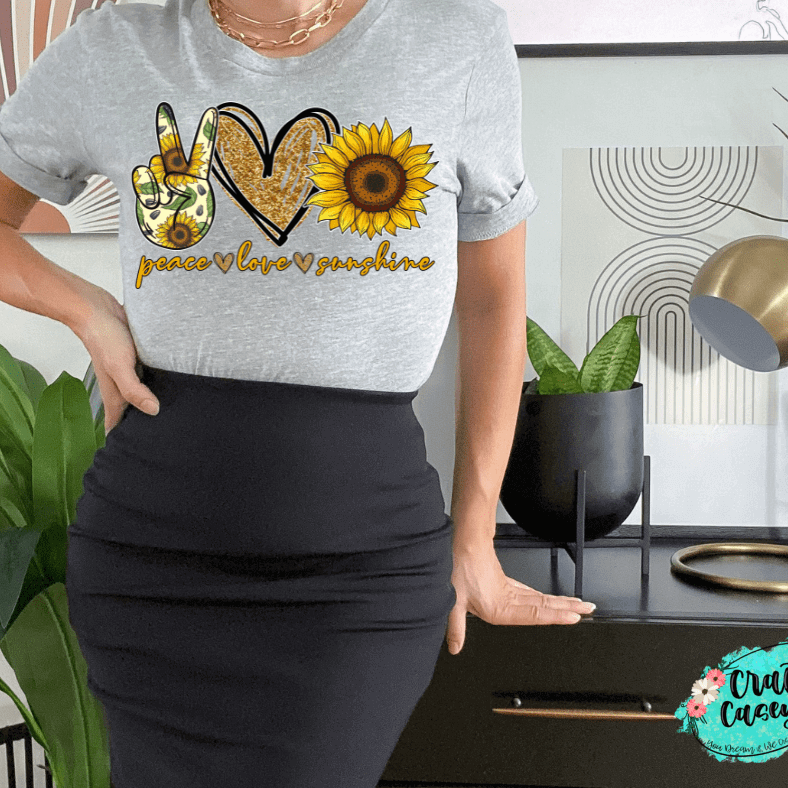 Peace Love Sunflower Retro Tee Crafty Casey's