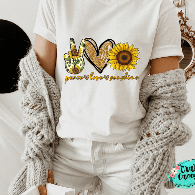 Peace Love Sunflower Retro Tee Crafty Casey's