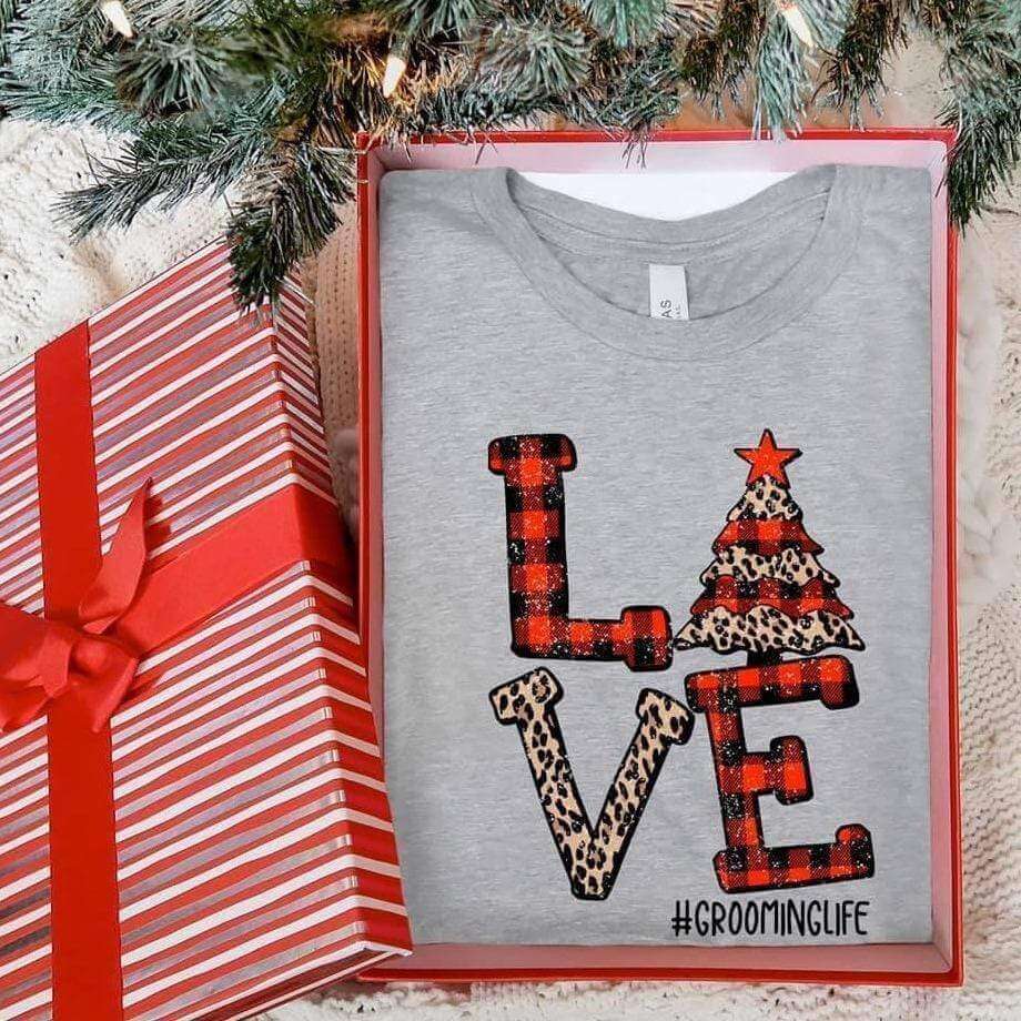 Personalized Leopard Plaid Love Christmas Tree -Unisex T-shirt